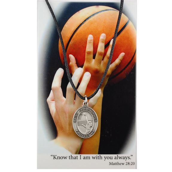 Girls Basketball Pendant and Prayer Card Set