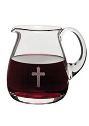 9123 Flagon Ht. 6" 37oz. Glass with etched cross 