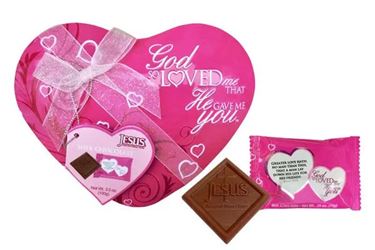 God So Loved Me, That He Gave Me You, Pink Heart Tin, with Milk & Dark Chocolate, 10 Pieces 
