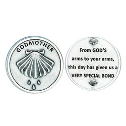 Silver Toned Pocket Token  - Godmother - Baptism  Made in Italy