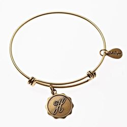 Gold Bangle with Letter H  Charm