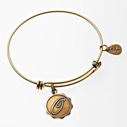 Gold Bangle with Letter O  Charm