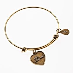 Gold Bangle with Love Charm