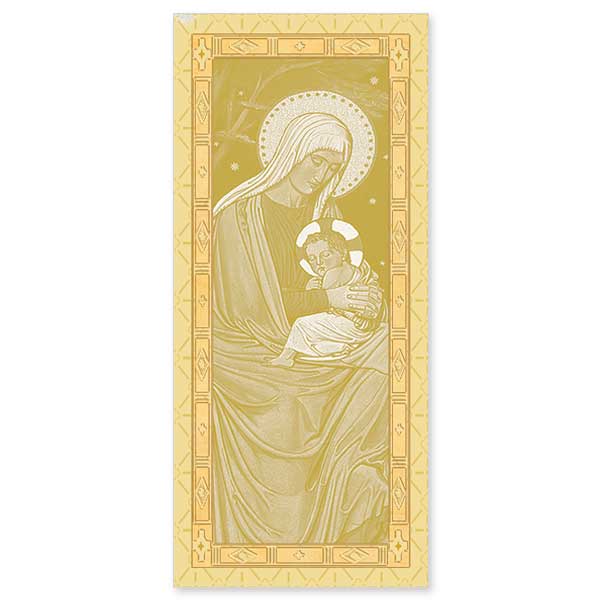 Gold Beuronese Mary and Jesus Boxed Christmas Cards, 16/box