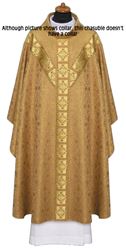 Gold Brocade Chasuble with Banding and no Collar 