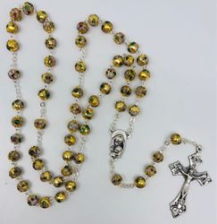 Gold Cloisonne 8mm Bead Italian Rosary