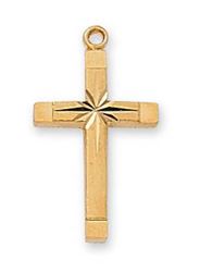 Gold Engraved Cross On 18" Chain