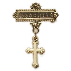 14K Gold Filled Cross Bar Pin with "Godchild" Engraved