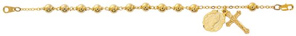 Gold Plated 7.5" Rosary Bracelet with Guadalupe Charm
