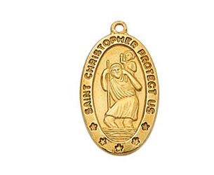 Gold/SS Oval St. Christopher Medal