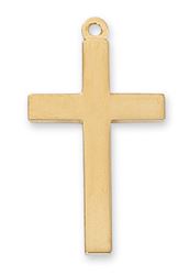 Gold Over Sterling Silver Block Cross 20" Gold Plated Chain Deluxe Gift Box Included  Dimension: 1 1/8" Long