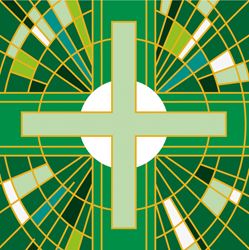 Green Cross Printed Altar Cover