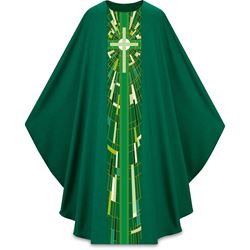 Green Gothic Chasuble with Plain Collar