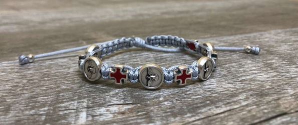 Grey Confirmation Blessing Bracelet Holy Spirit/Red Cross