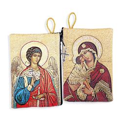Guardian Angel / Madonna and Child Icon Tapestry Rosary Case