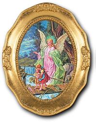 Guardian Angel Small Oval Framed Picture