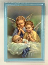 Guardian Angel Wall Plaque, Blue Wood, From Italy