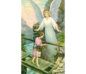 Guardian Angel with Girl Paper Prayer Card, Pack of 100
