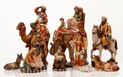 Heavens Majesty 11 Piece Nativity Figure Set with Kings on Animals