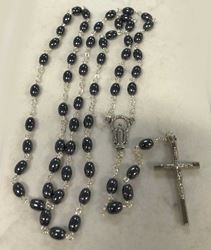 Hematite Bead Rosary from Italy Oval Bead