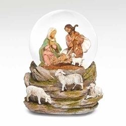 Holy Family 5.75" Musical Water Dome with Sheep Base
