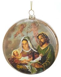 Holy Family Disc Glass Ornament
