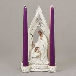 Holy Family White & Gold Advent Candleholder