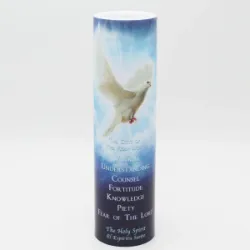 Holy Spirit Blue Dove 8" Flickering LED Flameless Prayer Candle with Timer 