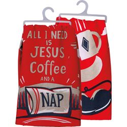 I Need Is Jesus Coffee And A Nap Kitchen Towel