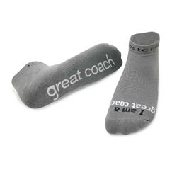 I am a great coach Grey Socks with White Words, Adult XL