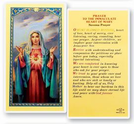 Immaculate Heart Of Mary Novena Laminated Holy Card