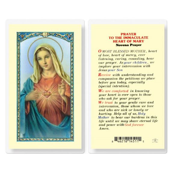 Novena Prayer to the Immaculate Heart of Mary Holy Card