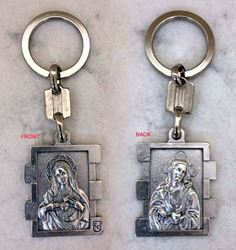 Immaculate Heart of Mary and Sacred Heart of Jesus Key Chain