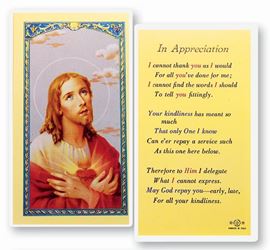 In Appreciation Laminated Prayer Card