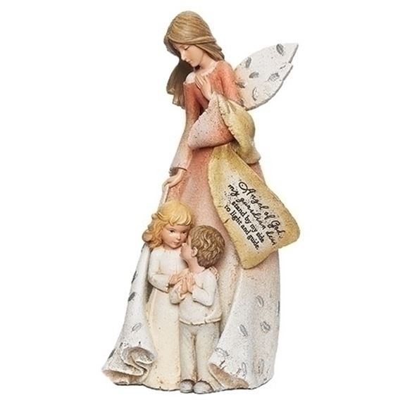 Guardian Angel with Children 8.25" Angel Figurine