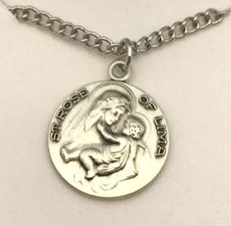 St. Rose of Lima Sterling Silver 3/4"  Medal on 18" Chain