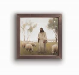 Jesus And Sheep 11" Framed Art 