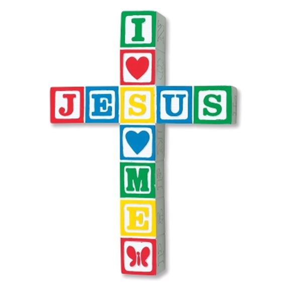 Jesus Loves Me Wall Cross, Primary Colors