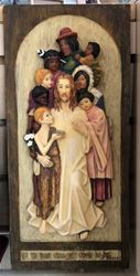 Jesus With Children of the World 12" Wall Relief 