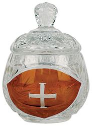 Ablution Cup. Or for the distribution of ashes. Crystal with engraved cross. 3-3/8"H., 3 oz. cap.