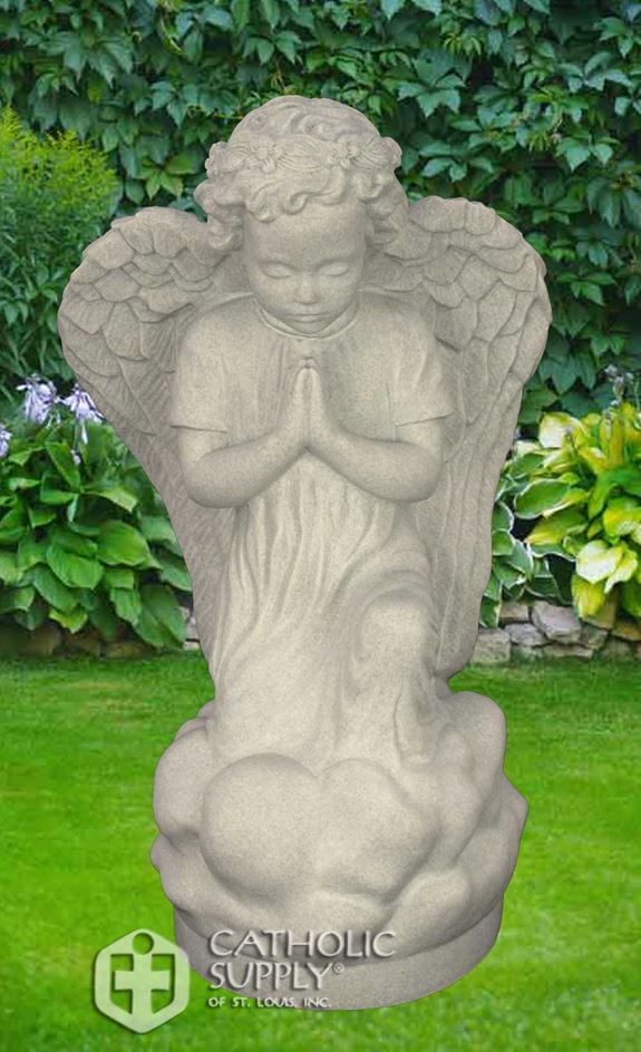 Kneeling Angel 16" Statue, Granite Finish
