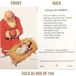 Kneeling Santa A Prayer for Children Paper Prayer Card, Pack of 100