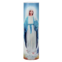 Lady of Miracles 8" Flickering LED Flameless Prayer Candle with Timer