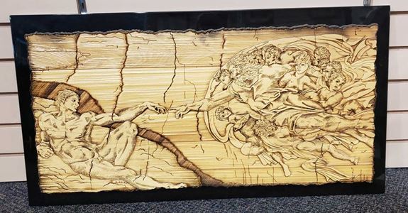 Laser Carved Creation O/ Adam Plaque 31X16"/ Made In Italy Gift Boxed