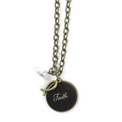 Leather Charm Necklace Faith