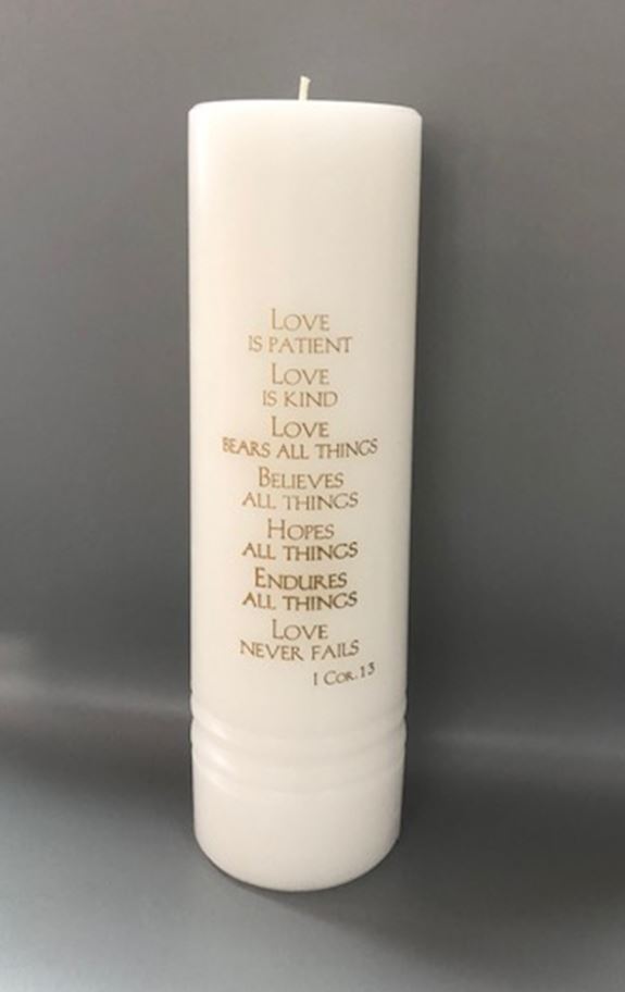 Love is Patient 3 x 10 White Unity Candle