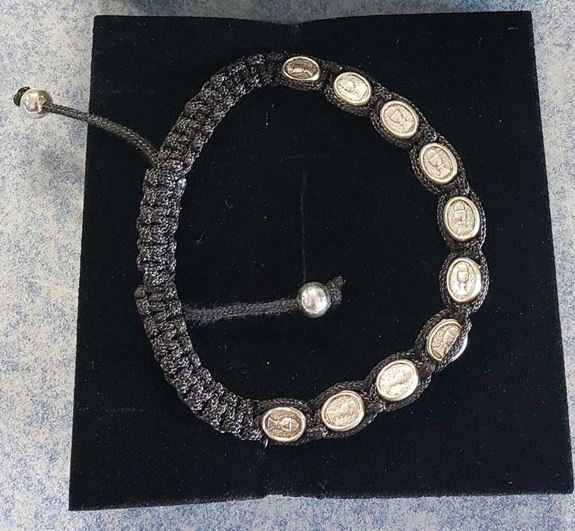 Macrame Chalice Bead First Communion Bracelet - Black 