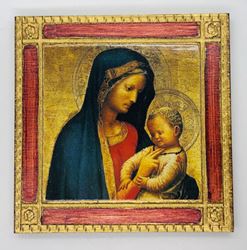 Madonna Cassini  5.5" Wood Wall Plaque from Italy Florentine Finish