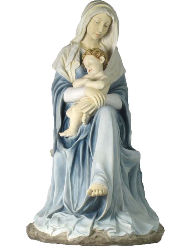 Madonna & Child-Bourguereau statue in fully hand-painted color, 26".