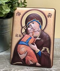 Madonna and Child Our Lady of Smolensk Hodigitria 5.5" Orthodox Icon with Wood Back